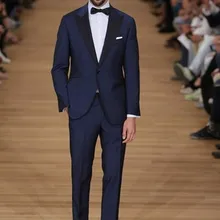 Смокинг жениха для свадьбы темно-синий костюм slim fit костюмы жениха