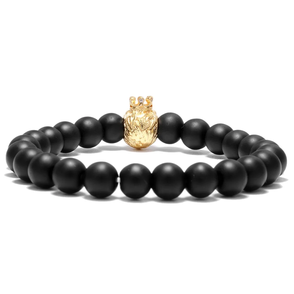Браслет King Lion Cool Animal черная матовая головка в виде короны льва Мужская Женская
