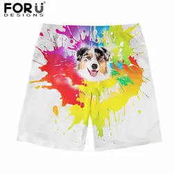 FORUDESIGNS/Новое поступление Лето Для мужчин бордшорты картина собака печать дышащие пляжные шорты для Hombre быстросохнущая короткие штаны