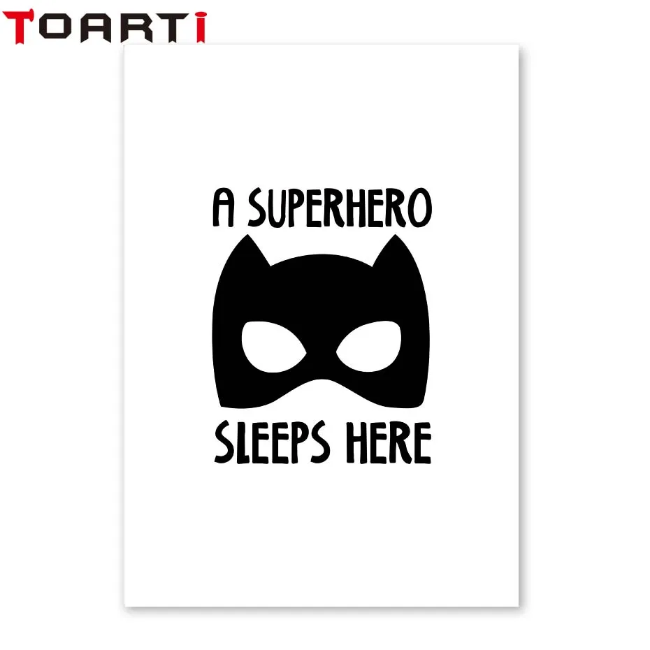 Современная Картина на холсте Бэтмена с супергероем, спящим героем, для детей, для мальчиков, комнаты, черный, белый, художественный принт, плакат, настенные картины, домашний декор - Цвет: PR2032-B