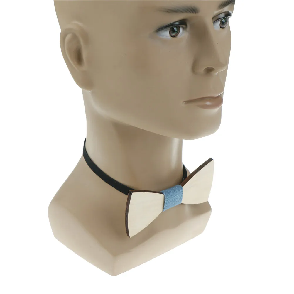Simple Wood Bow Tie Mens Wooden Bow Ties 5cm*12cm*0.5cm Business Wedding Cravat Party Ties For Men Wooden Ties