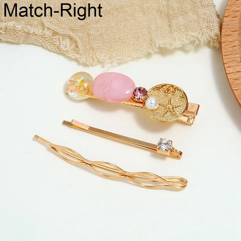

Match-Right 3Pcs/Set Pearl Metal Hair Clip Barrette Comb Bobby Pin Hairband Hairpin Headdress Styling Hair Accessories KK308