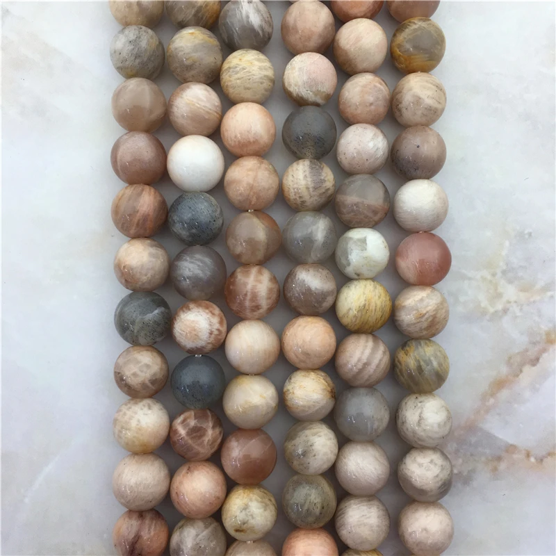 Natural Stone Smooth Round Flash Sunstone Loose Beads, Moonstone Quartzs Beads, Genuine Gems Beads For DIY Jewelry Making,10mm