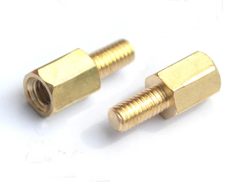 M3 Brass Hex Threaded Male Female Standoffs 50 Piece Male Thread length