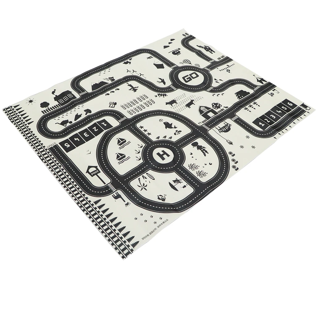 Kids Road Traffic Play Mat Rug Toy Carpet Playmat Baby Children Developmental - for Playing with Toy Cars Trucks & Train Gifts