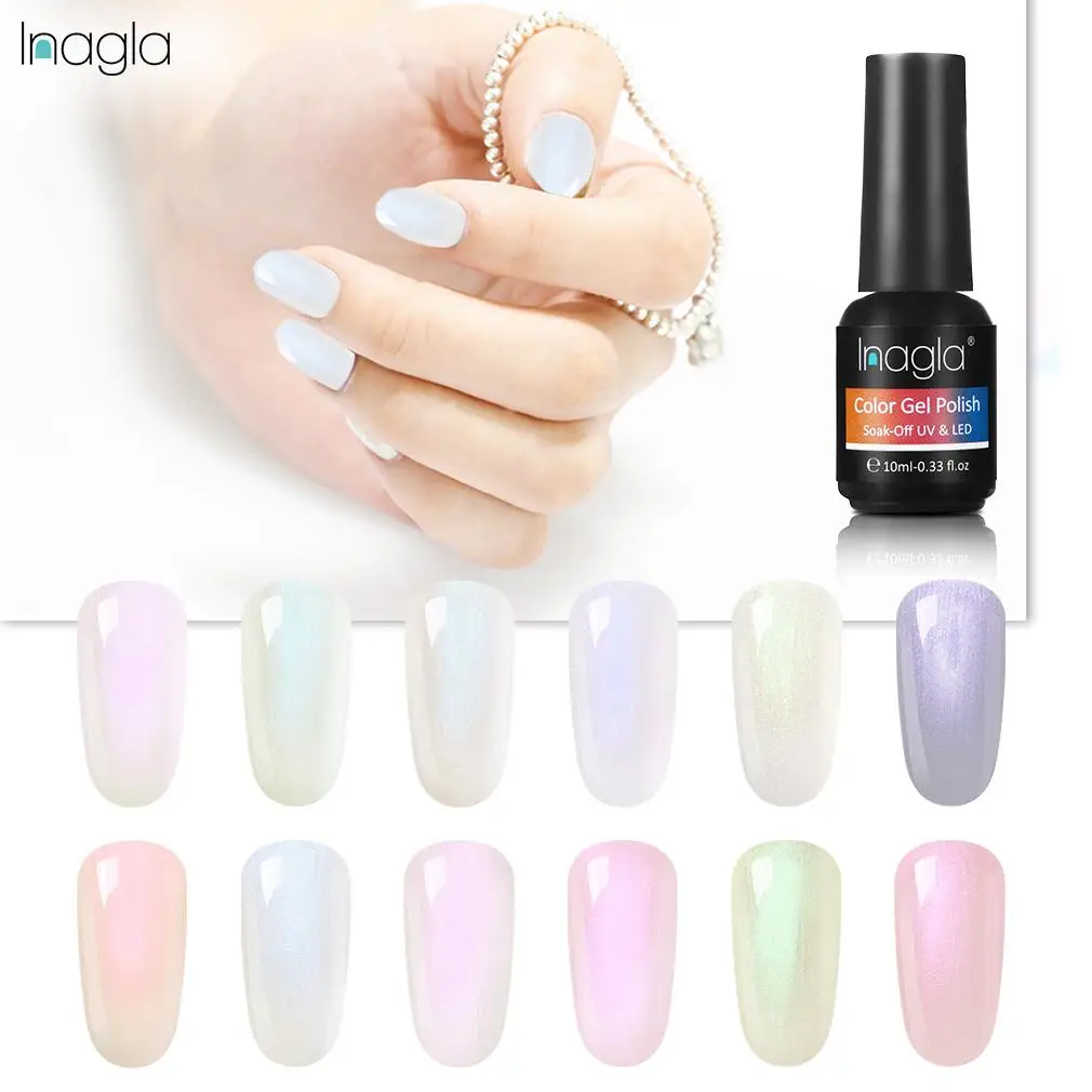 

Inagla 10ml Shell Gel Nail Polish Soak Off UV & LED Lamp Nail Art Base Top Coat Long Lasting Varnish Acrylic Lacquer
