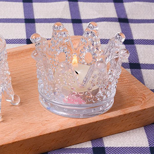 

Cute Crystal Glass Candlestick Crown Cigarette Ashtray Candle Holder for Home Car Hogard