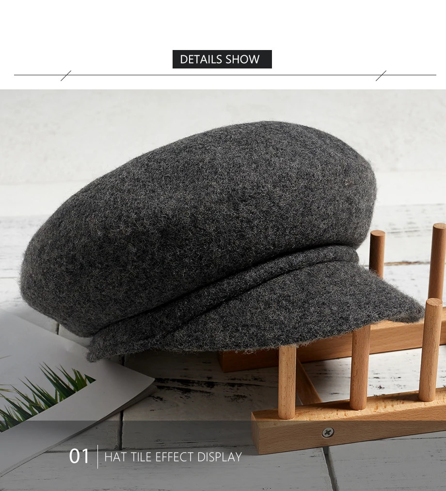 2018 New Winter Anise Newsboy Caps Retro Literary Female Knit 100% Cashmere Hats Wool Octagonal Hat Leisure Hat High Quality (11)