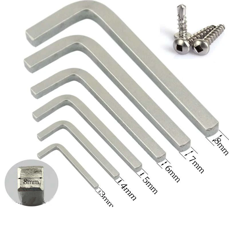 38mm L Shape Square Head Wrench Suit For Security Self Tapping Screw Square Drive Pan Head