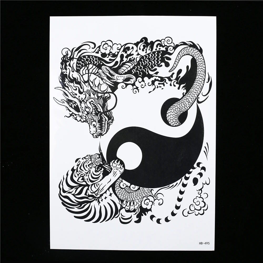 1 sheet trendy waterproof temporary chinese dragon tiger fight 1 sheet trendy waterproof temporary chinese dragon tiger fight