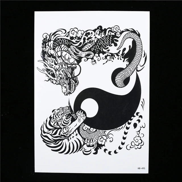 1 sheet trendy waterproof temporary chinese dragon tiger fight 1 sheet trendy waterproof temporary chinese dragon tiger fight