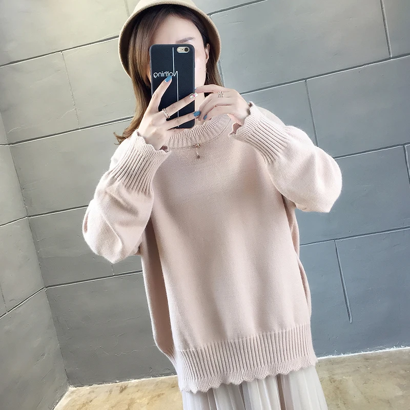 

2020 net red sweater loose Korean version jacket style autumn and winter new pure color knitted sweater wearing tide-0970-cphy