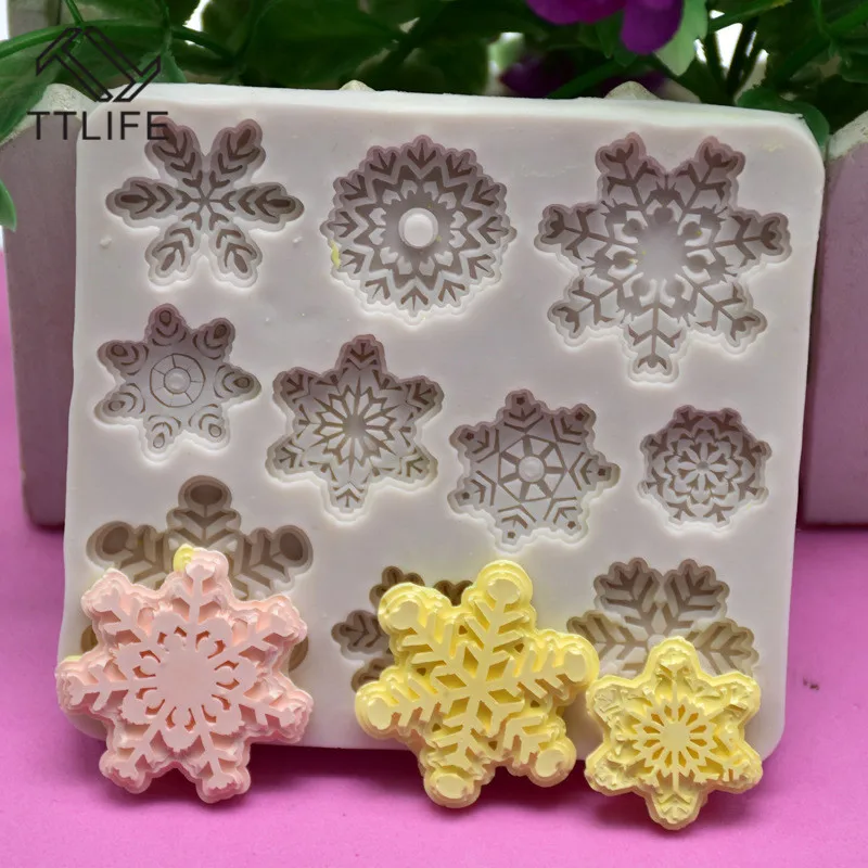 

TTLIFE Square snowflake Silicone mold fondant cake decorating tools chocolate gumpaste mold baking tools cookie stencil tools
