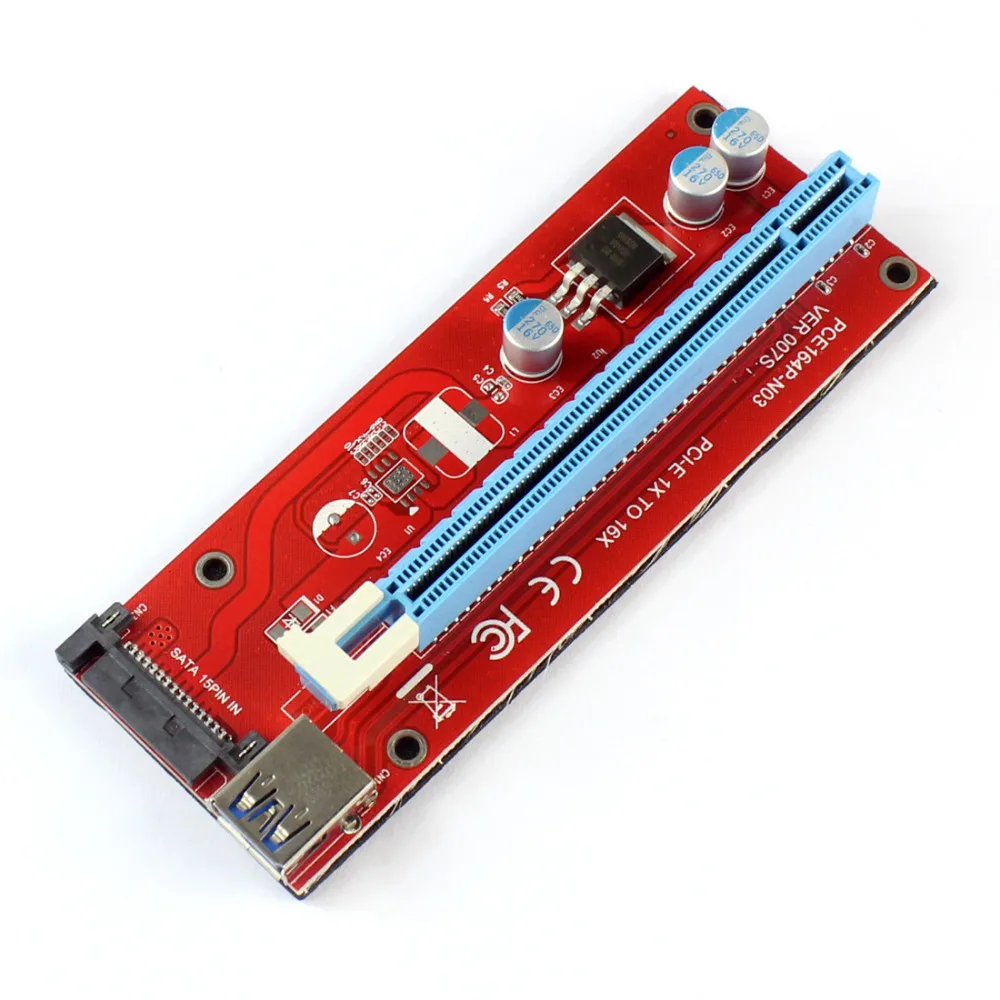 PCIE 1X to 16X Graphics Extension Cord SATA Power Supply Adapter Card for ETH Bitcoin Mining Device F21218
