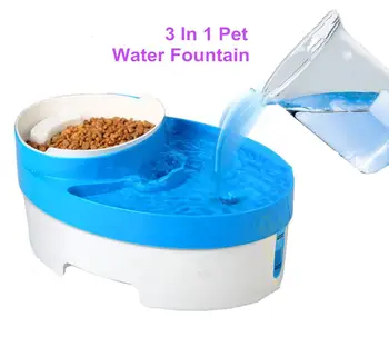 

3 in 1 pets water fountain pump LED Light feeder dog cat enjoy drinking 2W