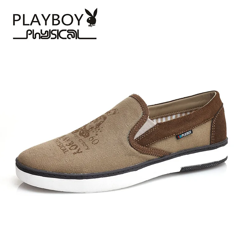 Playboy модные серые парусиновая обувь Для мужчин Slip-On Мокасины для женщин дышащая Для мужчин Туфли без каблуков плюс Размеры 39-45 Zapatos Hombre