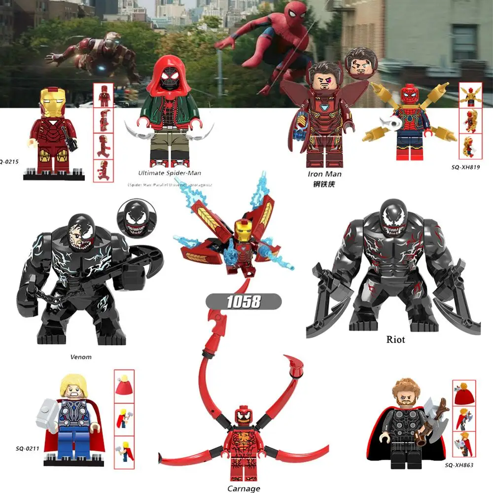 

Legoeded famous legoed marvel super heroes abomination building blocks iron man spiderman minibrickfigure venom thor captain