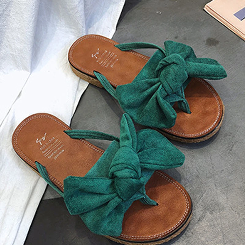 

Summer Slippers Women Comfy Knot Slippers Female Casual Outdoor Flip Flops Beach Shoes Girls Leisure Shoes Size 35-40