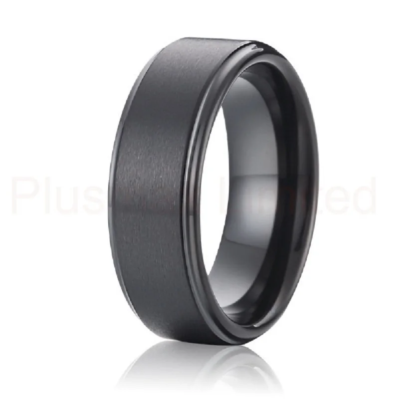 Brushed Center Titanium Wedding Band