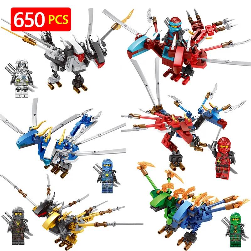 

Ninjagoed Movie Action Figures Dragon Model Compatible With LegoINGLYS Building Blocks Bricks 6 in 1 Kids Toys For Children