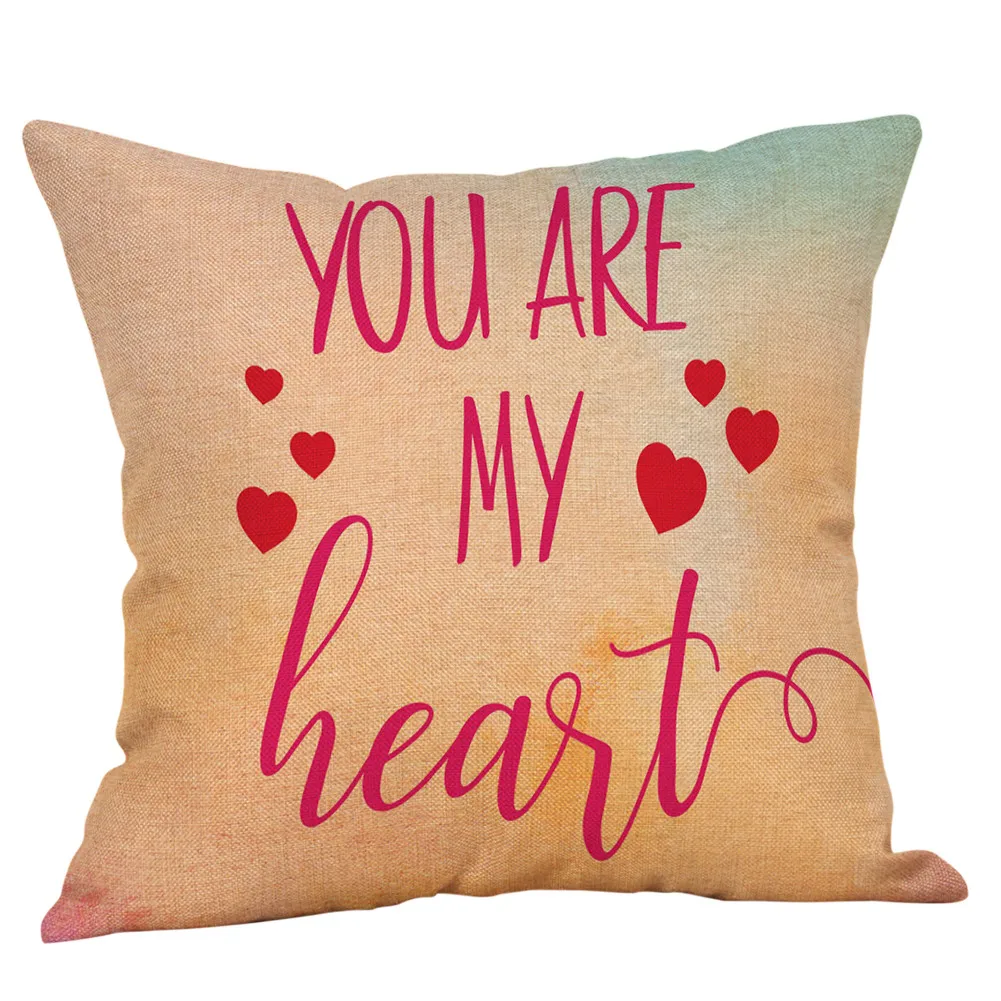 Happy Valentine's Day Throw Pillow Case Sweet Love Square Cushion Cover