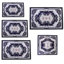 Спальня кухня душевая влагозащитный нескользящий абсорбирующий коврик мягкий толстый Цветочный Коврик для кухни домашний декор темно-синий