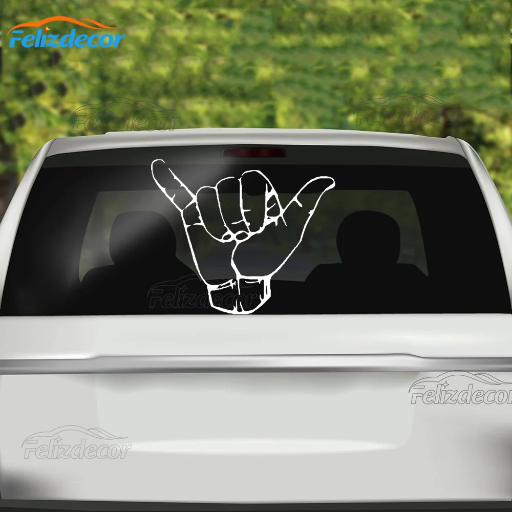18*15cm Hand Hang Loose Car Vinyl Decor Decals Art Laptop Decal Sticker Sign Language white black L768 - Image 3