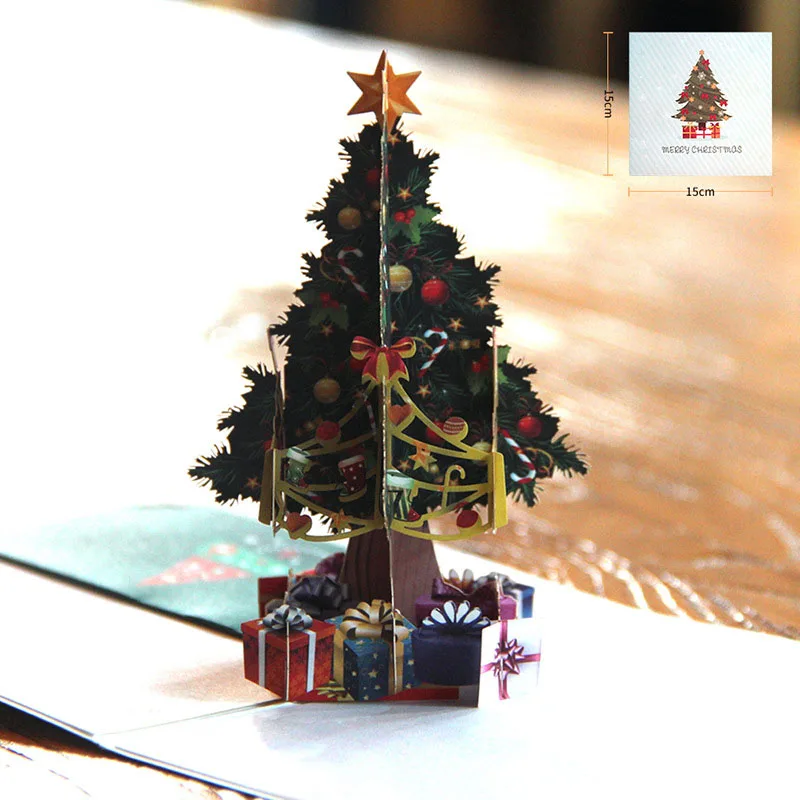  2018 New Year 3D Laser Cut High Quality Gift Christmas Tree Party Paper Invitation Greeting Card Po - 32827261531