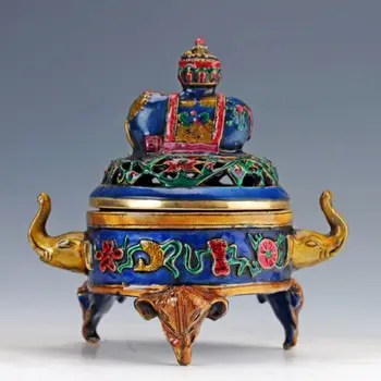 

EXQUISITE CHINESE CLOISONNE HANDMADE ELEPHANT INCENSE BURNER