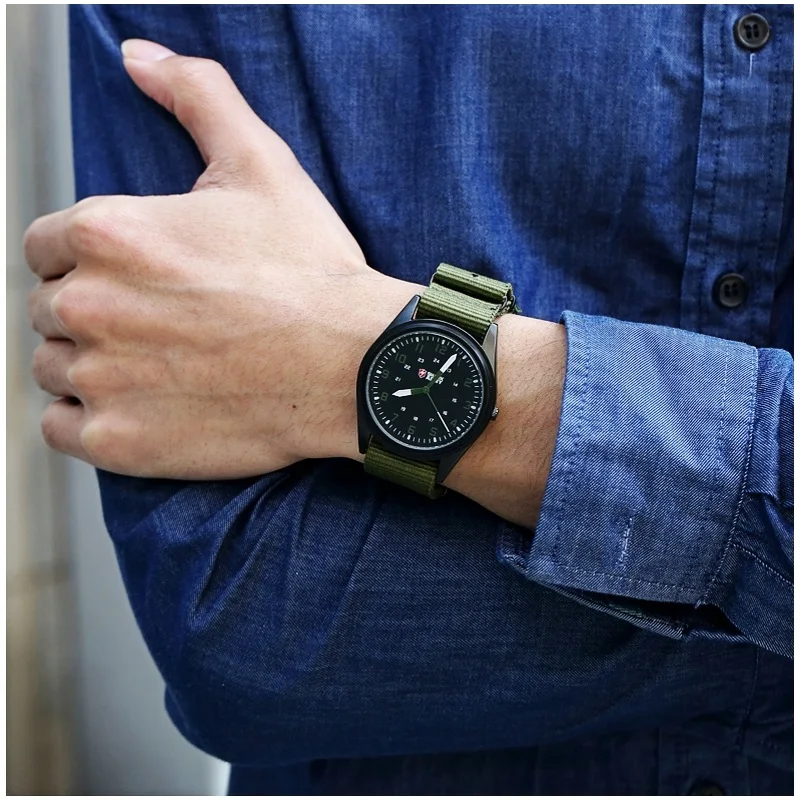 SHARK ARMY Brand Men Sports Military Watches Ultra Thin Slim Case Quartz Clock Nylon Strap Male Watch relogio masculino /SAW039
