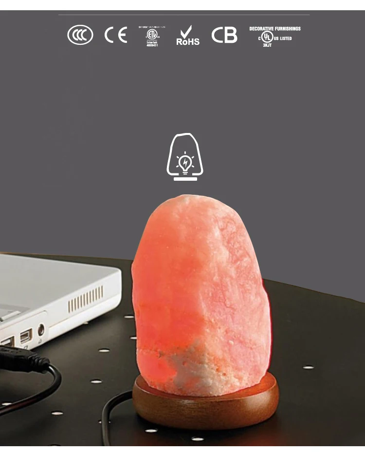 Гималайский натуральный соляная ионизирующая лампа USB разъем компьютерный креативный выключатель света прикроватная мини-лампа для спальни соль Кристалл Рок