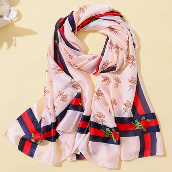

Spring summer new folk style flower new silk scarf girl summer travel beach towel sunscreen SK083