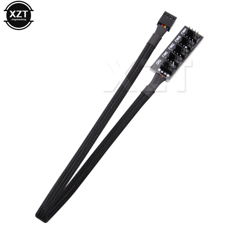 

1PCS TX4 PWM CPU 1 to 5 4-pins Molex Cooler / Case / Chasis Cooling Fan Power Cable High quality Black support up to five fans