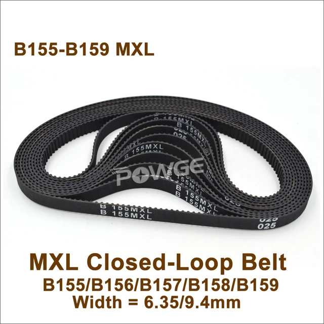 POWGE B155/B156/B157/B158/B159 MXL Timing Belt 155/156/157/158/159 Teeth  W=6.35mm 9.4mm B155 MXL Closed-Loop Synchronous Belt - AliExpress