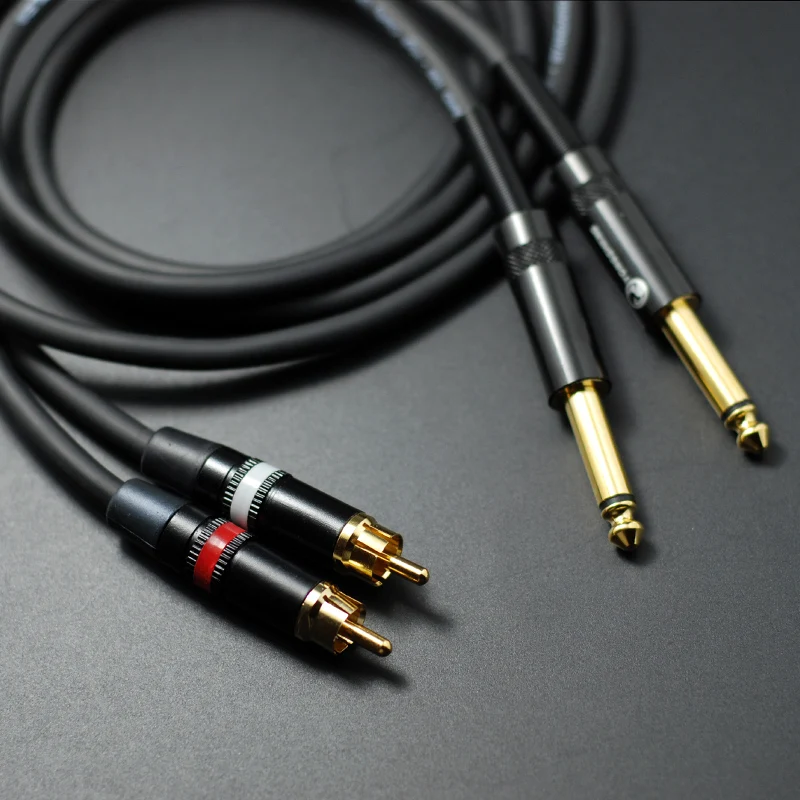 Diy Hifi Dual 6 35mm To 2 Rca Audio Cable 2 Rca To 6 5mm