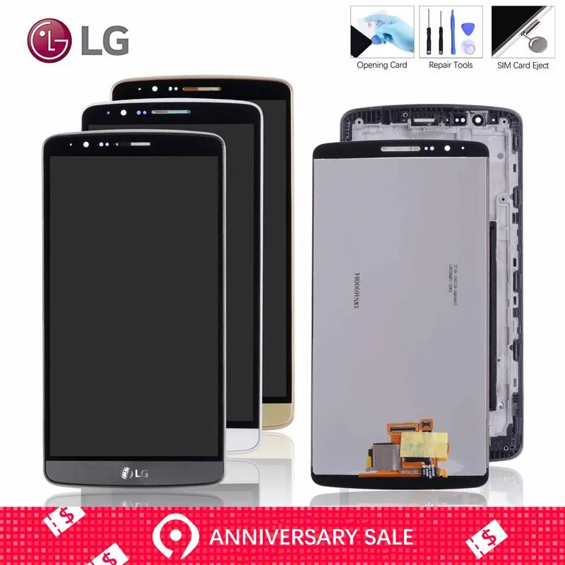 

Original Display for LG G3 D850 D851 D855 LCD Touch Screen with Frame Replacement Black White Gold