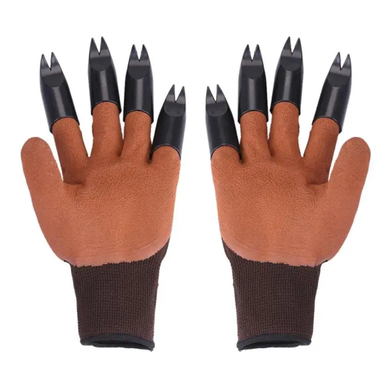 1 пара садовые перчатки для копки для садоводства Рабочие резиновые перчатки Genie с 4/8 напальчники из АБС-пластика садовые инструменты - Цвет: 8 FORK 1