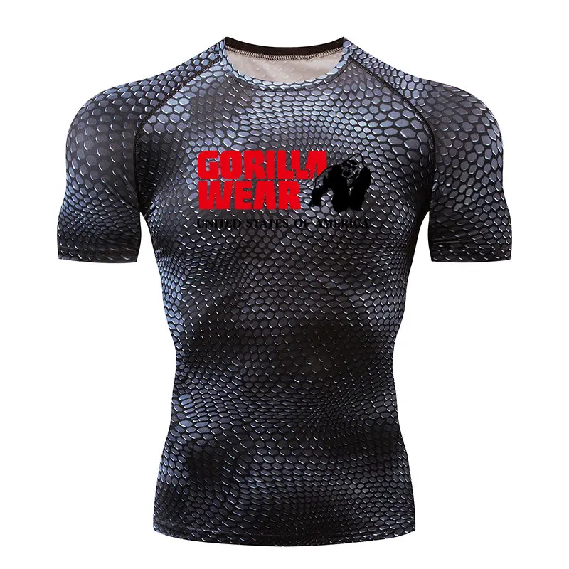 Футболка с 3D принтом, компрессионные колготки для мужчин, футболка для фитнеса и бега, дышащая Спортивная Рашгард с длинным рукавом, одежда для велоспорта - Цвет: 21