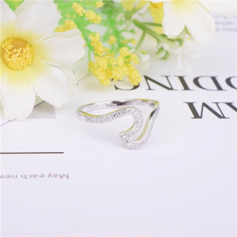 Ceny Moda 100% 925 Sterling Silver nieregularne fala proste pierścionki urok biżuteria akcesoria walentynki prezent bague argent 925 femme dziewczyna