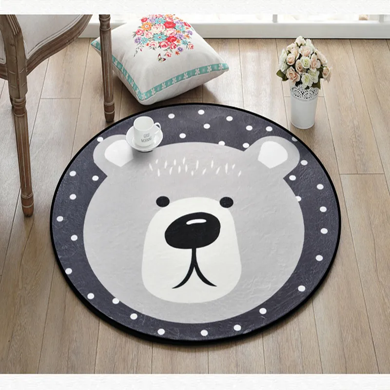 Белый серый круглый коврик для гостиной, спальни, домашнего декора, ковер для детей, мягкий игровой коврик