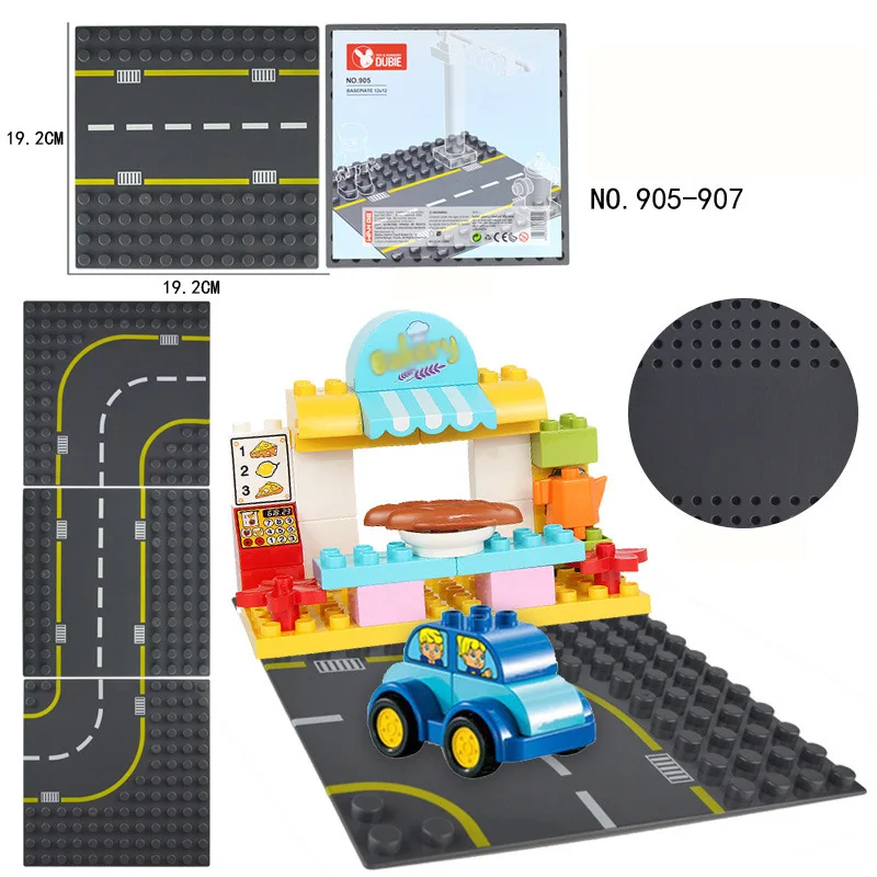 

Duploes City Road Street Baseplate 19.1*19.1cm Straight Curve Building Blocks Large Particle Bricks Base Plate For Baby