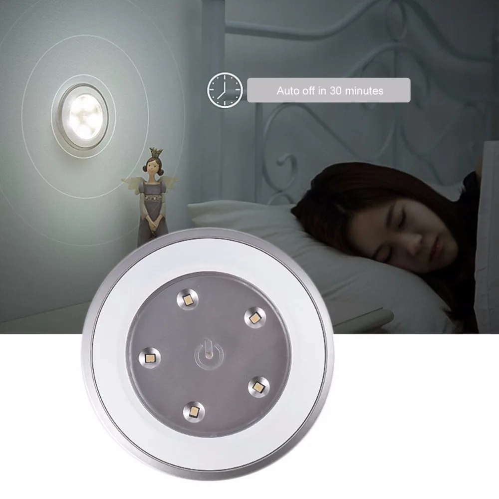 

Round Shape Press Wireless Rechargeable LED Emergency Lamp White Mini Night Light for Home Hallway Cabinets Kitchen Road Safety