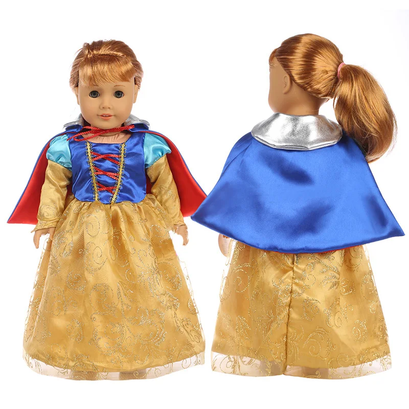 18 дюймов, с круглым вырезом, для девочек платье "Принцесса", "Белоснежка", "Платье для девочки куклы игрушки одежда для детей подарок на день рождения