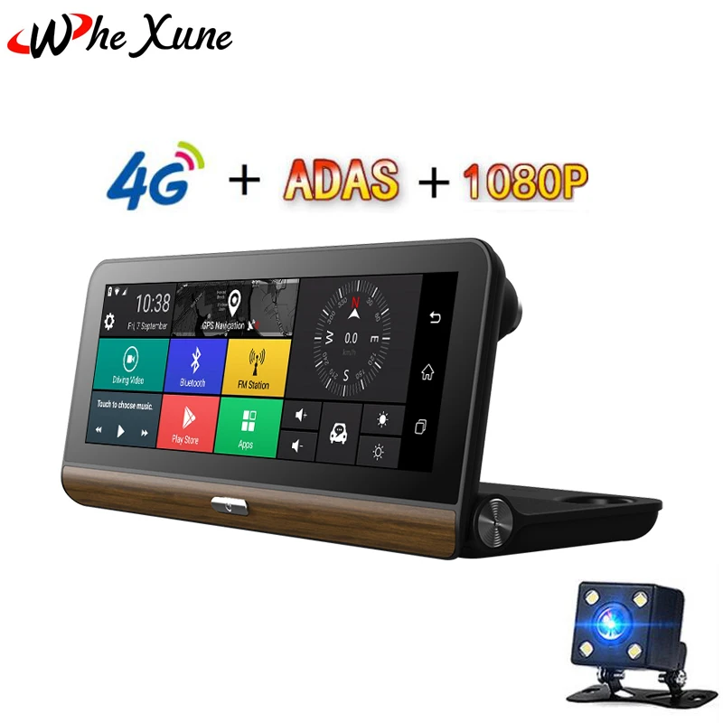 WHEXUNE 4G Android 5 1 двойной объектив 1080P 8 дюймов Автомобильный видеорегистратор с