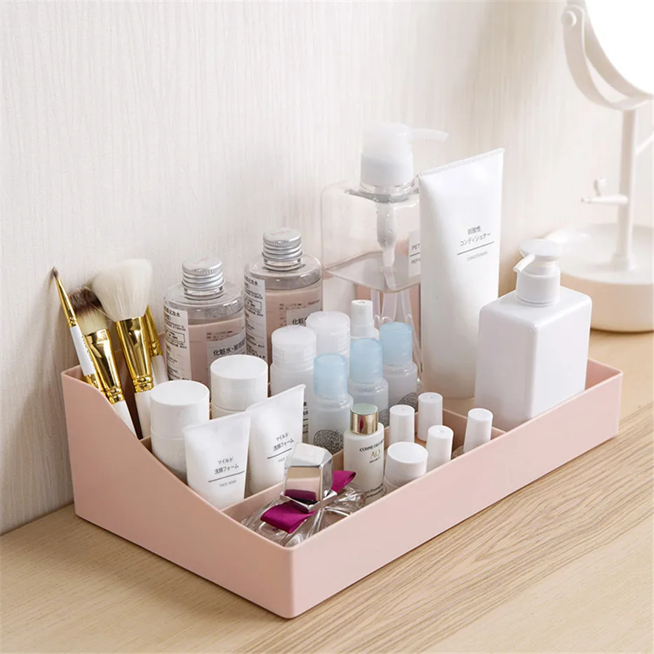 Plastic Cosmetic Storage Box Desk Remote Control Makeup Case Brush Lipstick Holder Office Bathroom Organizer1