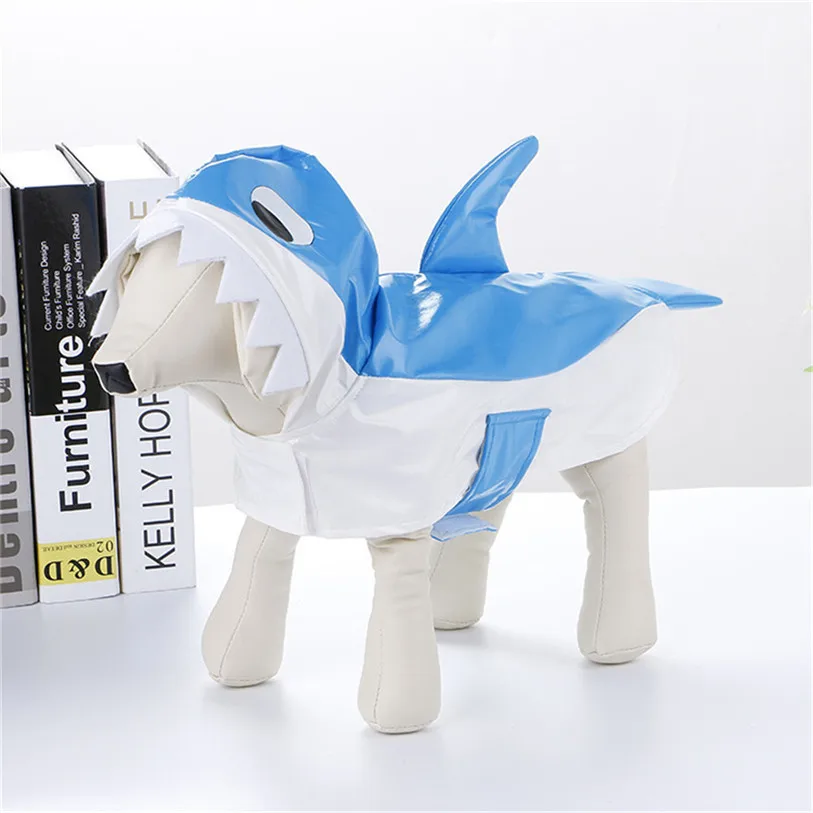 Cute Shark Cosplay Raincoat for Dogs Outdoor Hooded Dog Raincoat Waterproof Summer Clothes for Dogs Dropshipping #F#40AT14 (1)