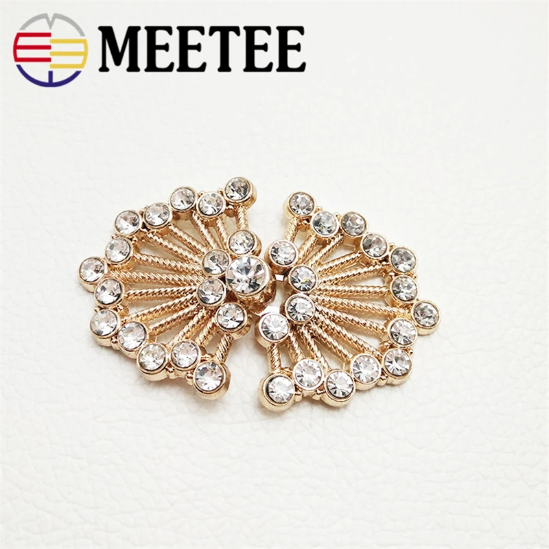 Meetee 10pcs 5.3X3.3cm Metal Rhinestone Decorative Fur Button Alloy Coat Combined DIY Garment Sewing Accessories ZK121 | Дом и сад