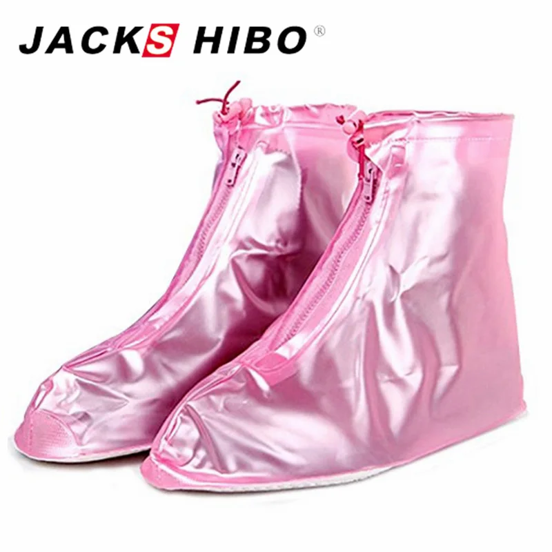 Многоразовые Водонепроницаемый галоши Бахилы Обувь протектор Для мужчин и Для женщин и детей дождевик для обуви аксессуары - Цвет: Розовый