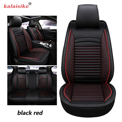 Kalaisike кожаные универсальные автомобильные чехлы для сидений для Honda все модели URV fit accord jazz city XRV HRV vezel CRV Spirior CIVIC CHR - Название цвета: black red