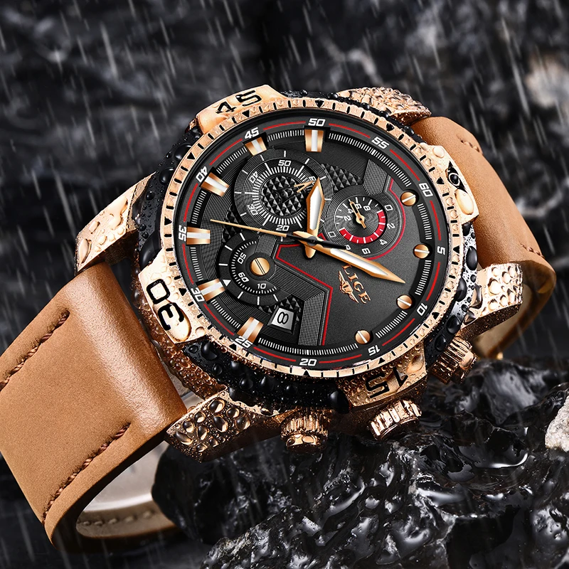 LIGE Mens Watches Top Brand Luxury Military Sport Watch Men Leather Waterproof Wristwatch Analog Qu